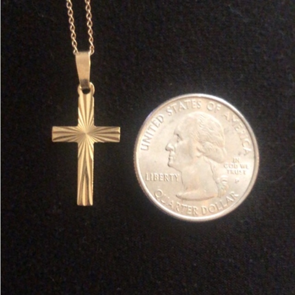 AAJ 10k Gold Sunburst Cross Necklace - Picture 5 of 5